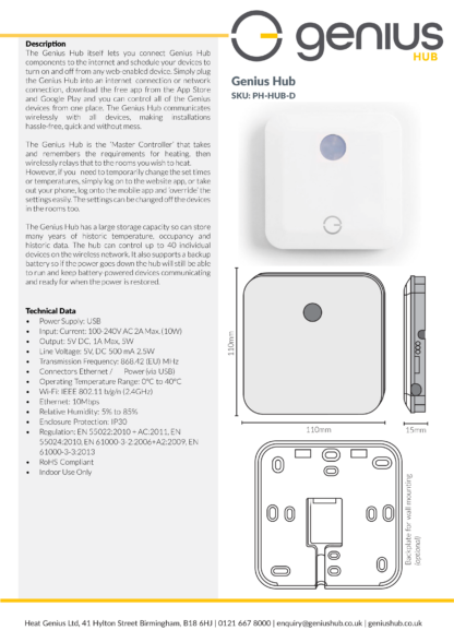 Genius Hub - Specification