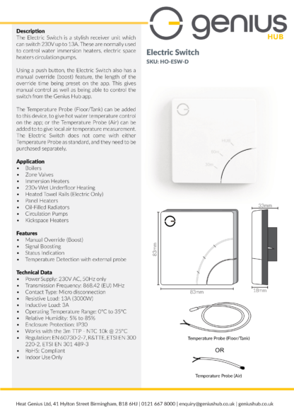 Electric Switch - Specification